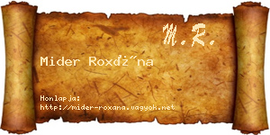 Mider Roxána névjegykártya
